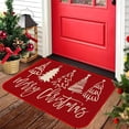 thumbnail image 1 of Merry Christmas Doormat Entry Rug - Red Snowman Xmas Tree Floor Mat Absorbent Bath Mat, Holiday Area Rug Carpet for Bedroom Bathroom Kitchen Indoor Outdoor, 1 of 6