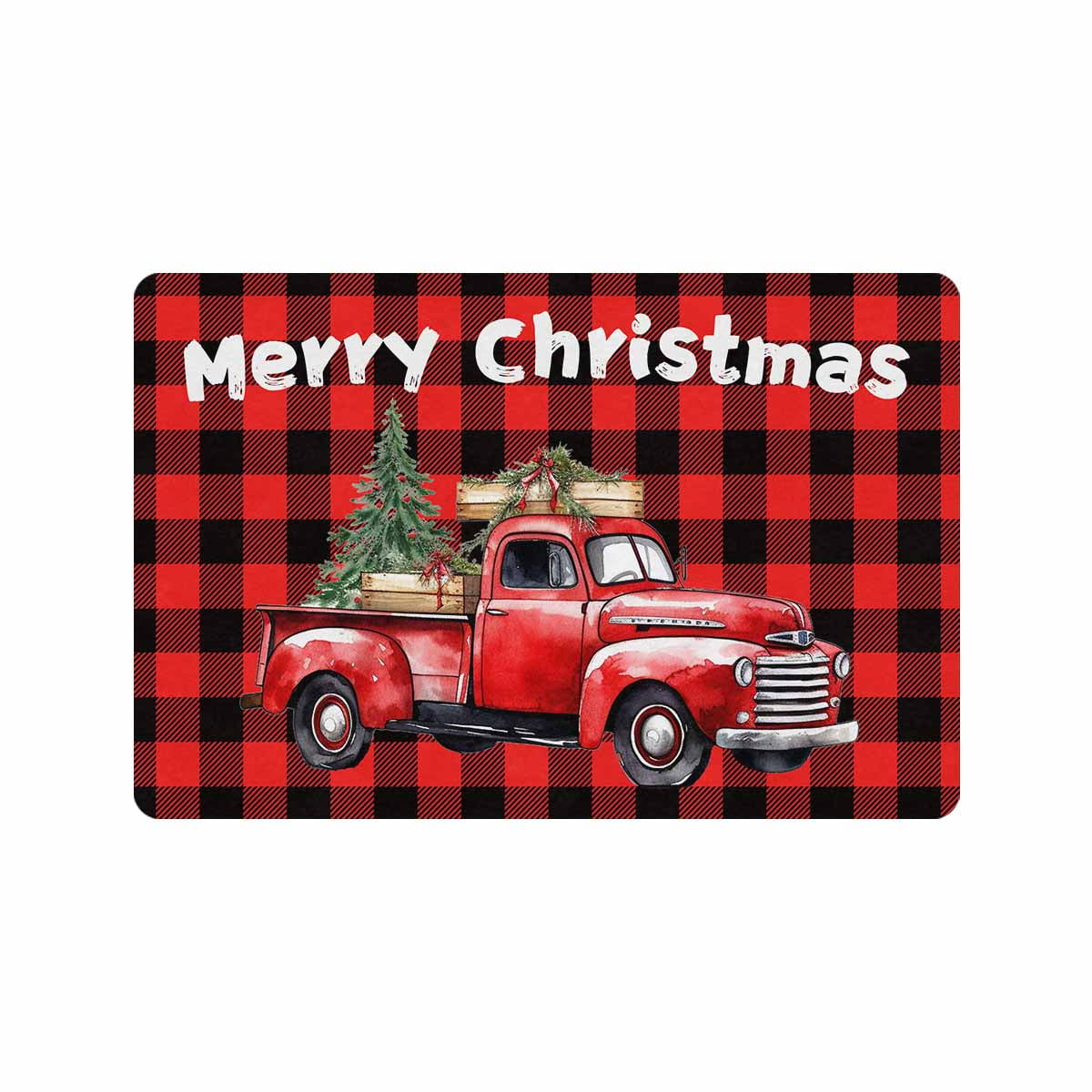 Merry Christmas Doormat, Christmas Trees Decorative Indoor Outdoor