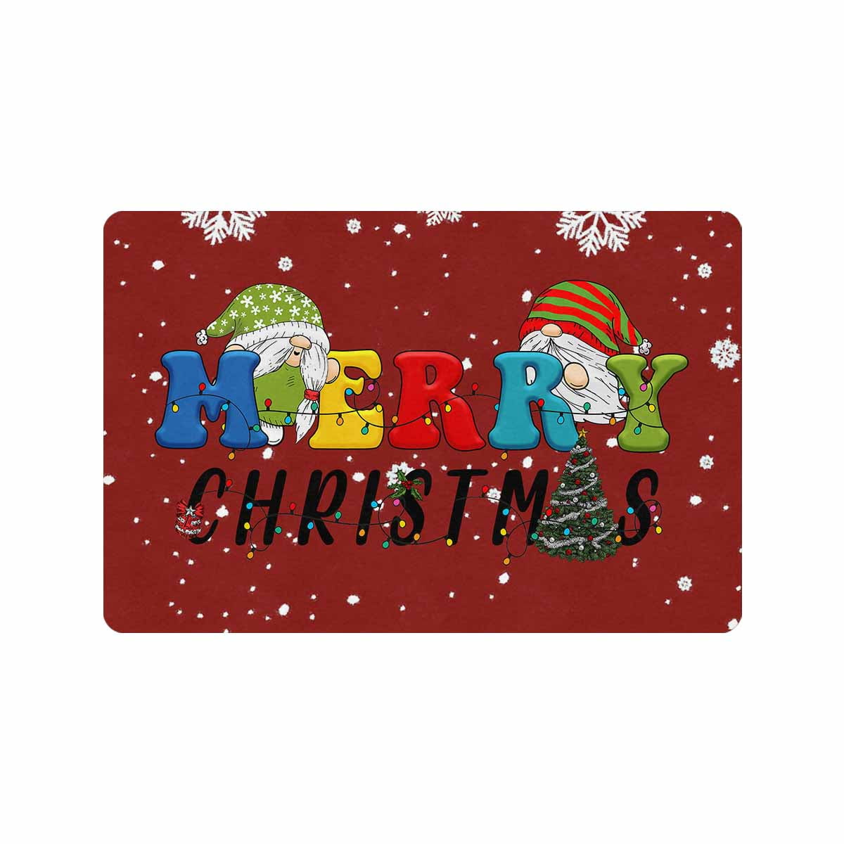 Merry Christmas Doormat, Christmas Trees Decorative Indoor Outdoor