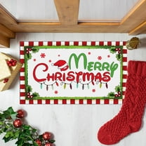 Merry Christmas Doormat Welcome Front Door Mat Xmas Vintage Rustic Yard Non Slip Home Decorate Indoor Outdoor 20 X 32 in