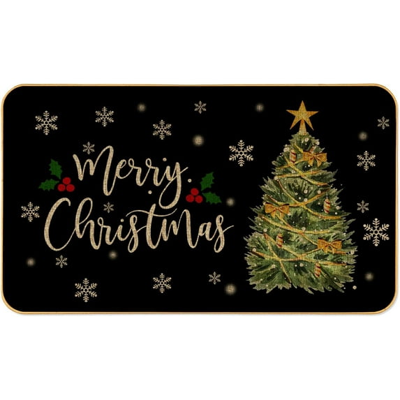 Merry Christmas Doormat Xmas Decorative Doot Mat Non-Slip Low-Profile Indoor Outdoor Welcome Mat Washable Winter Holiday Doormat 17" x 29"