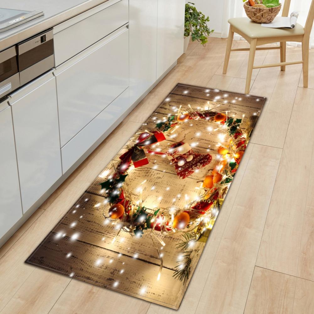 Merry Christmas Doormats Xmas Resist Dirt Entrance Rug,Santa Snowman Kitchen Rugs Christmas Tree Snowflake Bath Rug,Indoor Outdoor Doormat Runner Comfort Mat Non-Slip Carpet,23.6"*70.9"#36