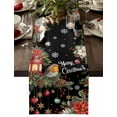 thumbnail image 1 of Merry Christmas Dresser Scarf Farmhouse, Dining Table Decorations for Wedding/Parties, Black Xmas Tree Snowflake Poinsettia Table Runner 48 Inches Long for Kitchen Dining, 13 x 48 In, 1 of 9