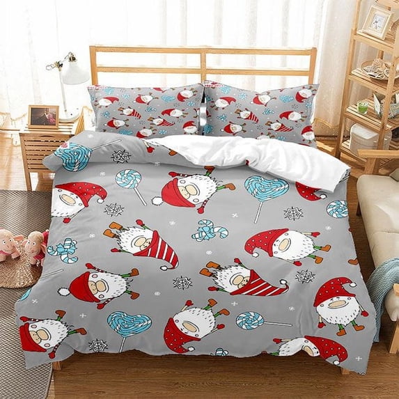Merry Christmas Duvet Cover Set Queen Size Snowflake Reindeer Elk Pattern Duvet Cover Bedding Sets for Christmas New Year Holiday with Quilt Cover and 2 Pillowcases for Women Men Kids Boys Girls