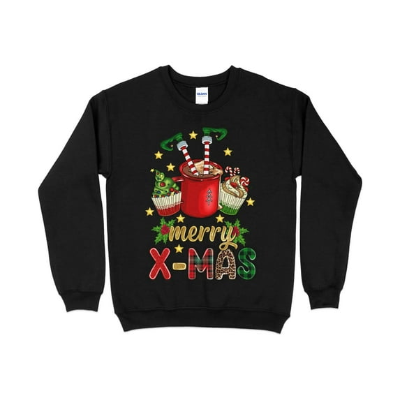Merry Christmas Elf in Cup Sweatshirt, Funny Christmas Shirt for Women, Christmas Crewneck, funny Holiday Sweater, Plus Size Options