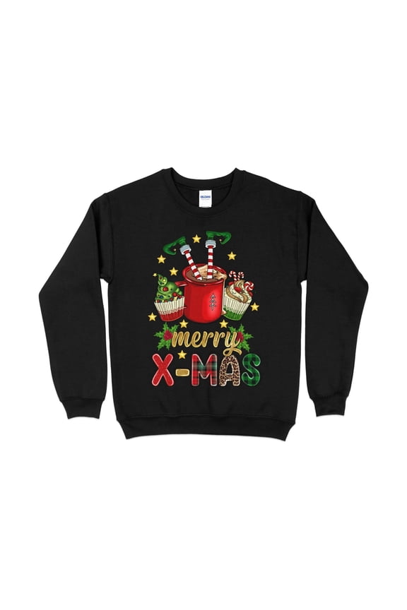 Merry Christmas Elf in Cup Sweatshirt, Funny Christmas Shirt for Women, Christmas Crewneck, funny Holiday Sweater, Plus Size Options