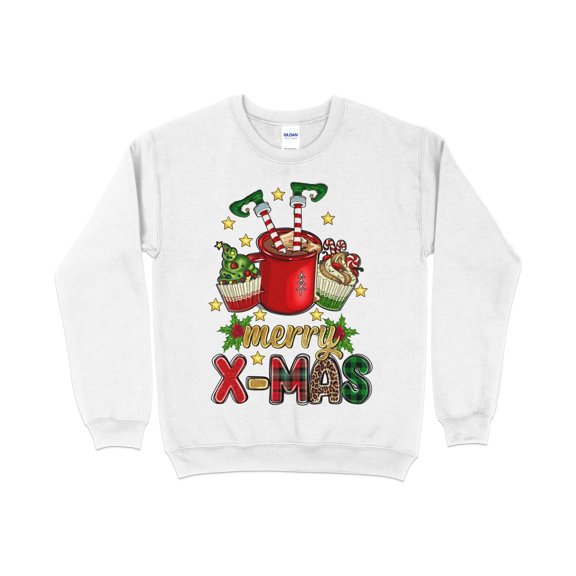 Merry Christmas Elf in Cup Sweatshirt, Funny Christmas Shirt for Women, Christmas Crewneck, funny Holiday Sweater, Plus Size Options