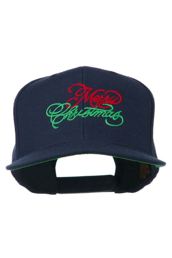 Merry Christmas Embroidered Snapback Cap - Navy OSFM