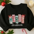 thumbnail image 1 of Merry Christmas Embroidered Sweatshirt, Christmas Pattern Embroidered Shirt, Merry And Bright Hoodie, Winter Holiday Gift, 1 of 5