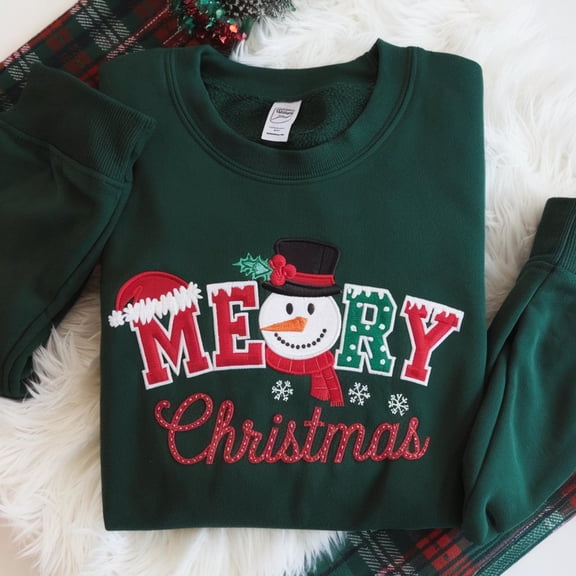 Merry Christmas Embroidered Sweatshirt Merry Christmas Family Shirt Womens Christmas Sweatshirt Holiday Sweater Merry Christmas Gift Shirt