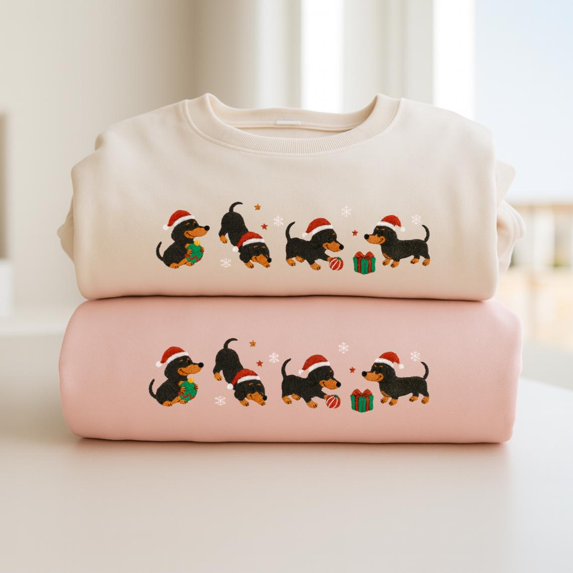 Merry Christmas Embroidered Sweatshirt, Pink Aesthetic Holiday Crewneck, Cute Pastel Xmas Tree Sweater, Winter Girl Gift Idea