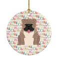 thumbnail image 1 of Merry Christmas English Bulldog Grey Brindle  Ceramic Ornament 2.8 in x 2.8 in, 1 of 3