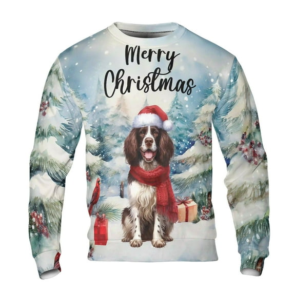 Merry Christmas English Springer Spaniel Enjoys Woofmas Winter Xmas Holiday All Over Print 3D Sweatshirt Unisex Merch Springers Dog Lover Gifts - 02022