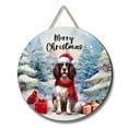 thumbnail image 1 of Merry Christmas English Springer Spaniel Enjoys Woofmas Winter Xmas Holiday Round Wood Sign Springers Dog Lover Gifts Hanging Wall Home Decor - 02022, 1 of 5
