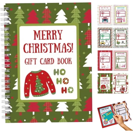 Merry Christmas! FESTILA Gift Card Book, Christmas Gift Card Book, 5x7 Color Spiral Bound Card Book, DIY Personalized Xmas Gifts for Family, Friends