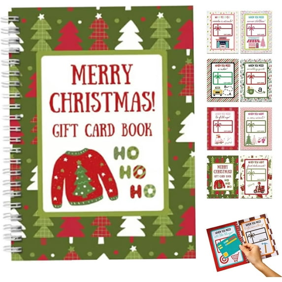 Merry Christmas! FESTILA Gift Card Book, Christmas Gift Card Book, 5x7 Color Spiral Bound Card Book, DIY Personalized Xmas Gifts for Family, Friends