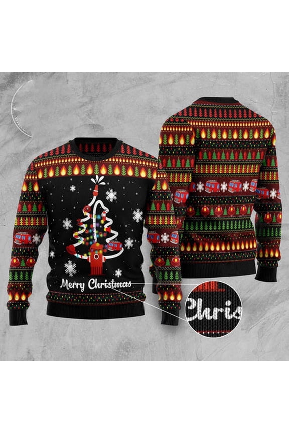 Merry Christmas Firefighter 3D Christmas Sweater, Funny Xmas Sweater, Sweater Xmas