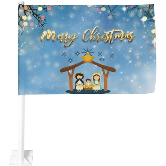 Merry Christmas Flag Santa Xmas Flag Christmas Flag Happy New Year Car Flag, Window-Clip Outdoor Flags Car Window Sign 12 X 18 Inch