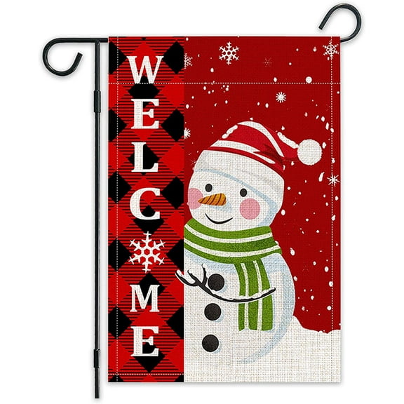 Merry Christmas Flags - Snowman Winter Garden Flag - Decorative Yard Flag for Winter Holiday Outdoor Decor 12.5 X 18 Inch