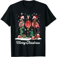 thumbnail image 1 of Merry Christmas Flamingo Santa Hat Christmas Light Snow Xmas Adult T-Shirt, 1 of 8