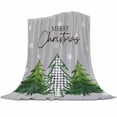 thumbnail image 1 of Merry Christmas Flannel Blanket for Bed,Travel and Camping, Green Plaid Xmas Tree Winter Snowflakes Grey Super Soft Cozy Blanket for All Seasons 30"x40", 1 of 6