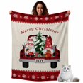 thumbnail image 1 of Merry Christmas Flannel Blanket for Bed,Travel and Camping, Red Xmas Trucks Gnome Pine Tree Snow Linen Super Soft Cozy Blanket for All Seasons 32"x48", 1 of 9
