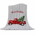 thumbnail image 1 of Merry Christmas Flannel Blanket for Bed,Travel and Camping, Christmas Tree Truck Wood Grain Gray Super Soft Cozy Blanket for All Seasons 30"x 40", 1 of 6