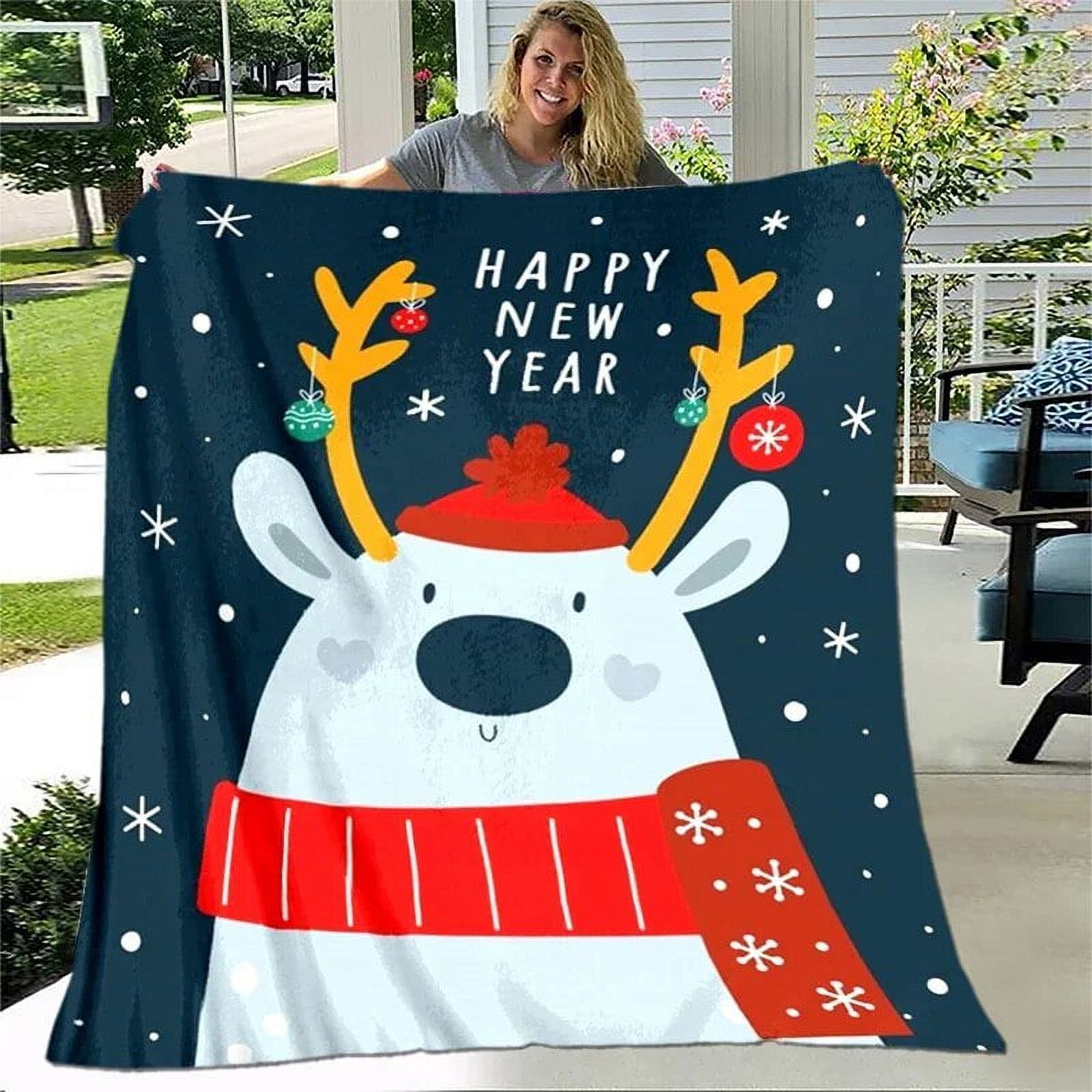 Merry Christmas Flannel Throw Blanket Christmas Gift Santa Claus