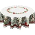 thumbnail image 1 of Merry Christmas Flowers Round Tablecloth Winter Red Flowers and Leaf Table Cloth 60 Inch Christmas Decor Holiday Xmas Table Cover Winter Tablecloth Reusable for Kitchen Dining Home Outdoor Decor, 1 of 8