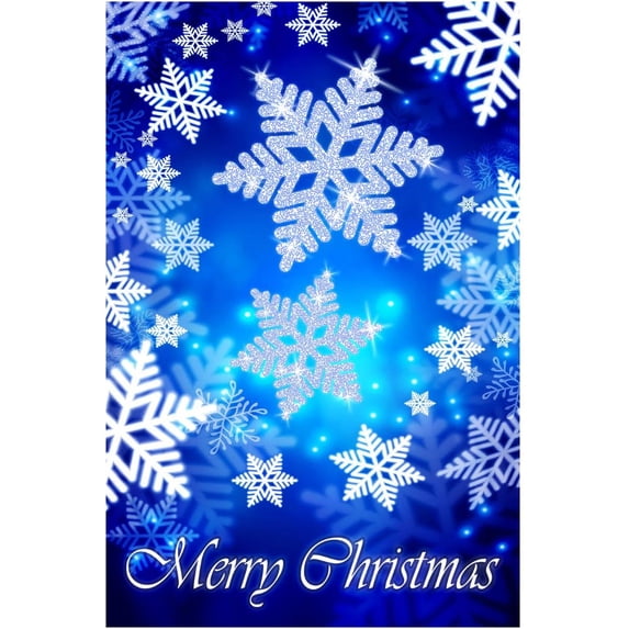 Merry Christmas Flying Snowflakes Decoration Double Sided Winter Garden Flag Outdoor Yard Flag 12" x 18"