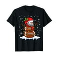 thumbnail image 1 of Merry Christmas Football Snowman Santa Hat Holiday Festive T-Shirt,Women's short-sleeved T-shirt celebrating the coming of Christmas, 1 of 1