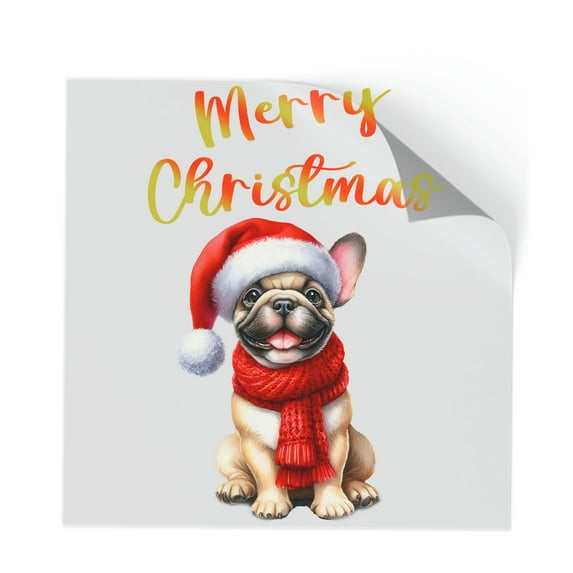 Merry Christmas French Bulldog Enjoys Woofmas Winter Xmas Holiday Cutout Transfer Sticker Dog Lover Gifts Transparent Decal Art Decor - 02022