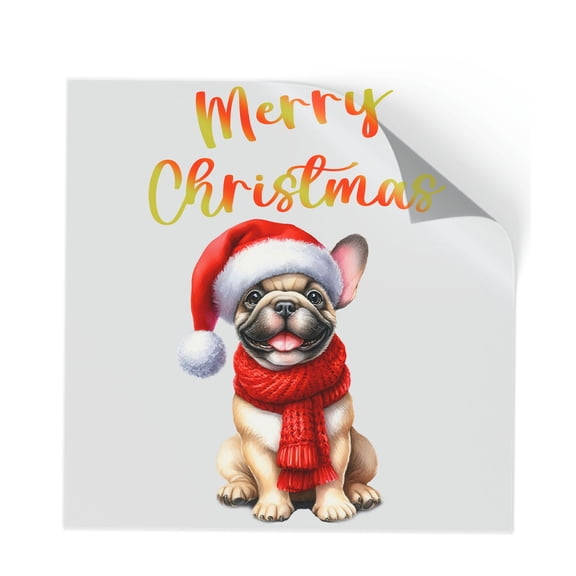Merry Christmas French Bulldog Enjoys Woofmas Winter Xmas Holiday Cutout Transfer Sticker Dog Lover Gifts Transparent Decal Art Decor - 02022