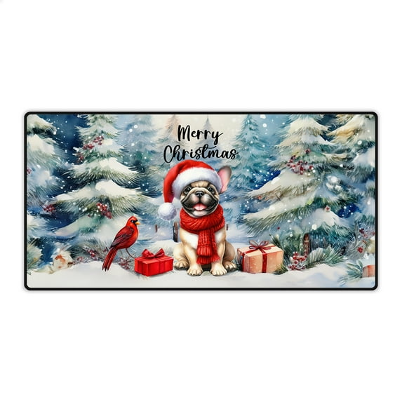 Merry Christmas French Bulldog Enjoys Woofmas Winter Xmas Holiday Desk Mat Full Keyboard Mouse Pad Dog Lover Gifts Large Mousepad - 02022