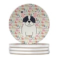 thumbnail image 1 of Merry Christmas French Bulldog Piebald Large Sandstone Coasters Pack of 4 4 in x 4 in, 1 of 3