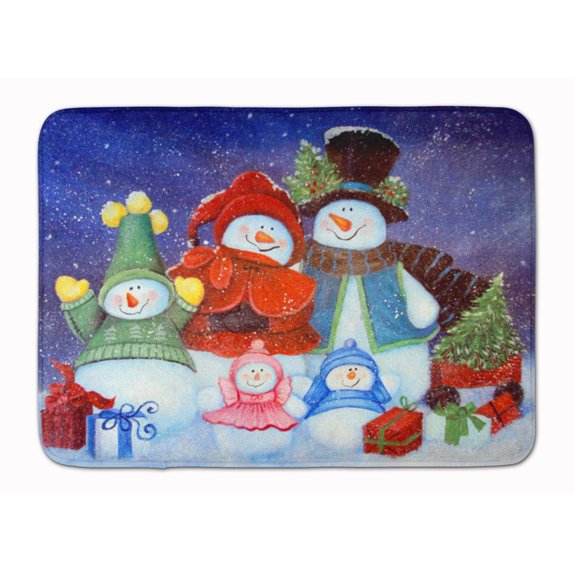 Merry Christmas From Us All Snowman Machine Washable Memory Foam Mat