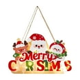 thumbnail image 1 of Merry Christmas Front Door Hanging Sign with Light, Santa Reindeer & Snowman, Indoor & Outdoor Holiday Xmas Wall Decor for Garage Home Office (B), 1 of 7
