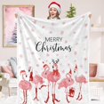 thumbnail image 1 of Merry Christmas Fuzzy Blanket Pink Flamingo Snowflake Throw Blanket Xmas Soft Cozy Flannel Blanket for Home Party Bed Sofa Couch, 50 x 60 Inch, 1 of 6