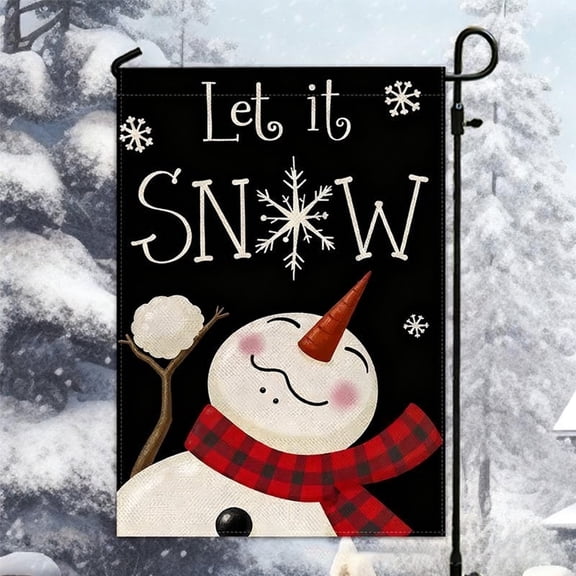 Merry Christmas Garden Flag, 12x18 Inch Double Sided Outside Christmas Decoration Snowman Elk Xmas Outdoor Flag, Christmas Trees House Flag, Winter Festive Holiday Yard Decor