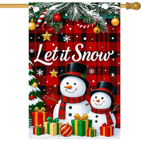 Merry Christmas Garden Flag 28 x 40 Inches Double Sided Snowmen Gifts and Winter Decor Merry Christmas Outdoor Yard Flag for Outside Home Front Door Lawn Porch Patio Welcome Decor