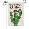 thumbnail image 1 of Merry Christmas Garden Flag Cactus Santa Hat Burlap Flag Outdoor Decoration Winter Xmas Yard Lawn Decor 12.5x18, 1 of 6