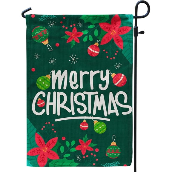 Merry Christmas Garden Flag Double Sided Printing for Outside Outdoor Hanging Decorations 12x18inch