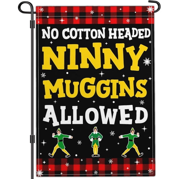 Merry Christmas Garden Flag Funny Christmas Elf Vacation Outdoor Decorations Yard Signs Garden Flags for Outside 12x18 Double Sided Winter Xmas House Holiday Party Decor
