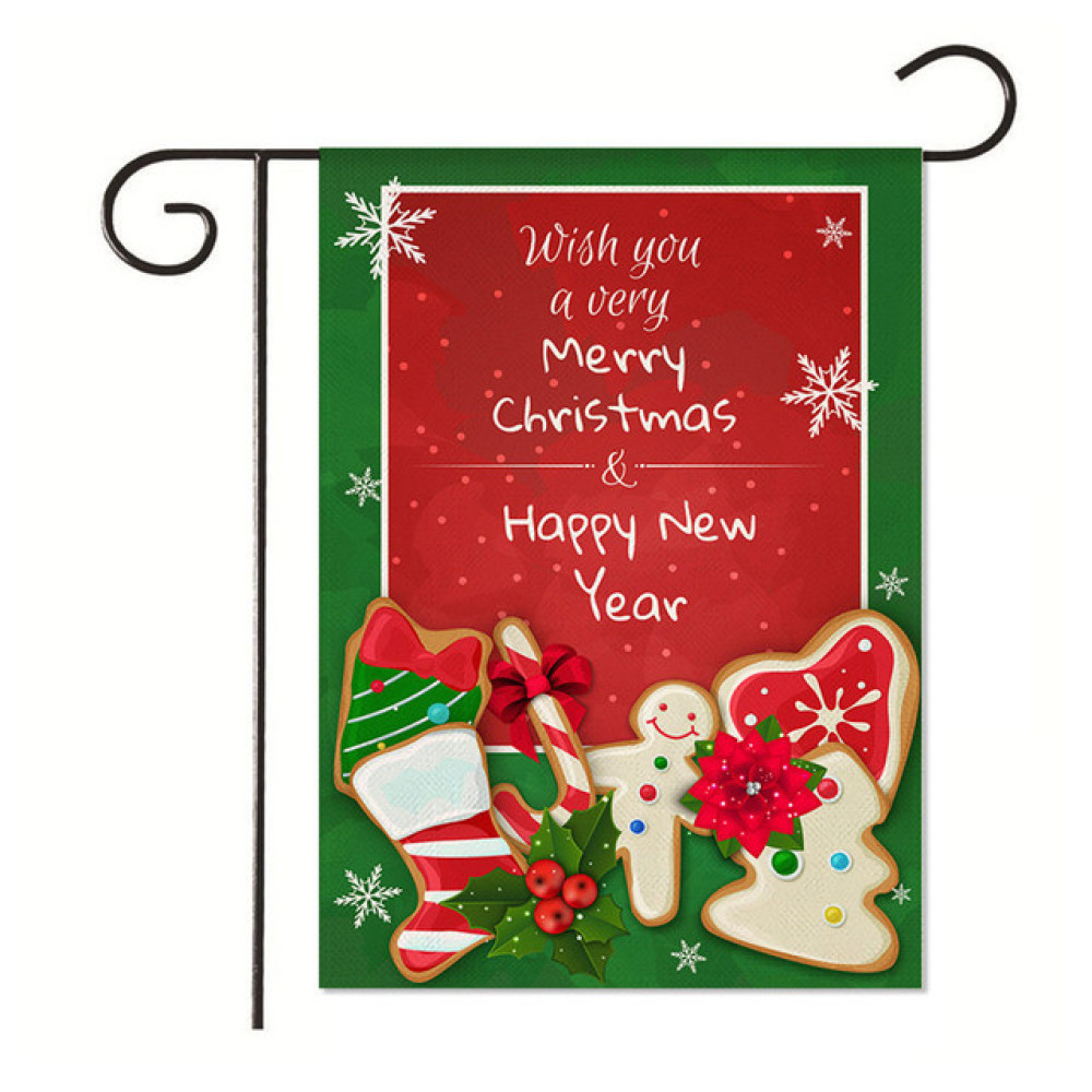 Merry Christmas Garden Flag Santa Christmas Tree Bells Double Sided For