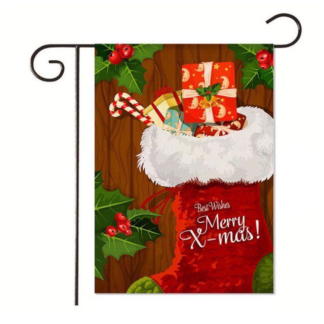Merry Christmas Garden Flag Santa Christmas Tree Bells Double Sided For