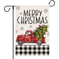 Merry Christmas Garden Flags 12.5x18 Double Sided Chritams Tree Yard Flag Buffalo Plaid Burlap Farmhouse Welcome Decorative Flags for Outside Outdoor Lawn Xmas Decoration
