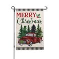 thumbnail image 1 of Merry Christmas Garden Flags, Buffalo Plaid with Red Truck and Trees Yard Flags, Winter Outdoor Decor for Farmhouse 12x18in, 1 of 7