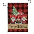 thumbnail image 1 of Merry Christmas Garden Flags for Outside, Buffalo Plaid with Pink Gnomes Truck Trees Small Yard Flags, Winter Xmas Seasonal Outdoor Decor for Farmhouse Holiday,12x18 Double Sided, 1 of 6
