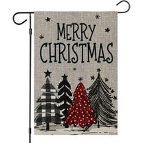 Merry Christmas Garden Flags for Outside Decoration, Warercolor Xmas Trees Small Yard Flag, Seasonal Farmhouse Winter Holiday Outdoor Decor 12.5x18 Vertical Double Sided