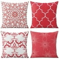 thumbnail image 1 of Merry Christmas Geometric Pattern Christmas Red Decor Throw Pillow Covers Geometric Pattern Christmas Red Decor Couch Pillows 20"x20" Set Of 4, Rustic Linen Study Sofa Cushion Cover, 1 of 7